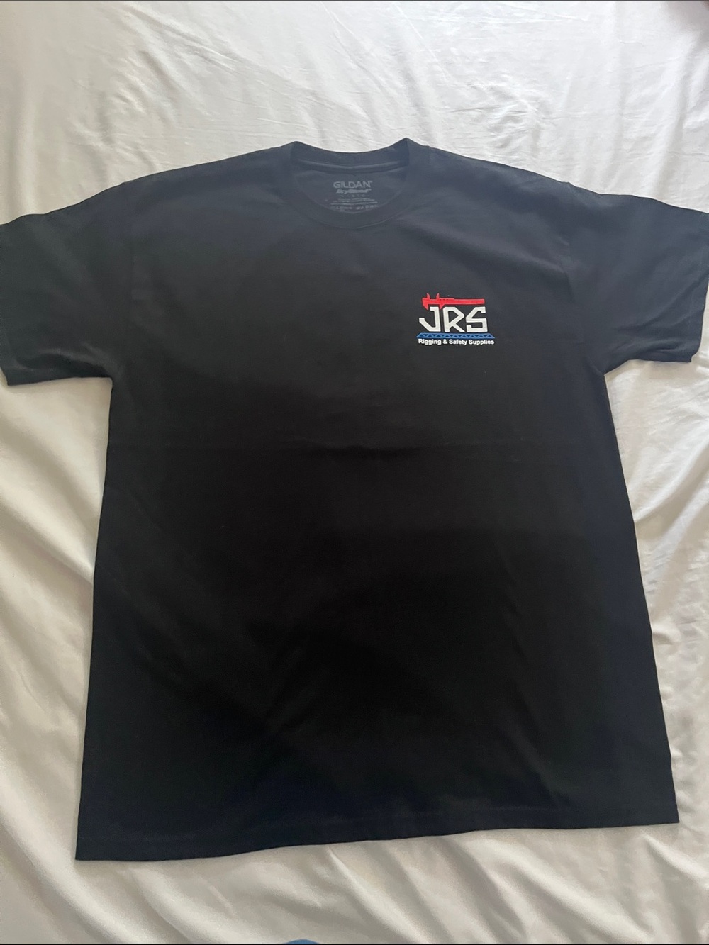 Gildan Black Short Sleeve Tee with Red & White Chest Logo - JRS